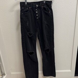 Aeropostale Black Distressed Button-Fly Jeans